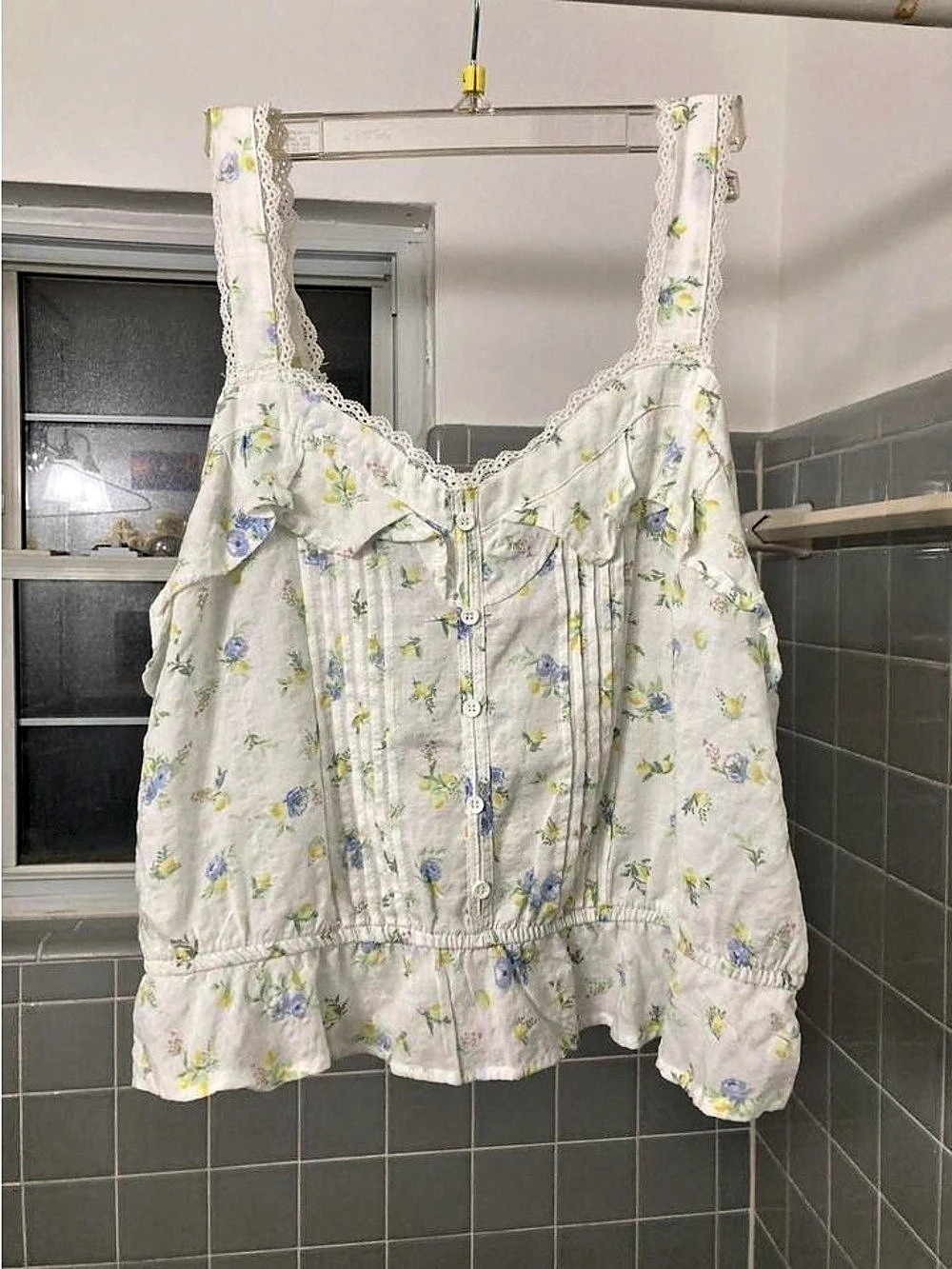 NWT Floral and lace babydoll top